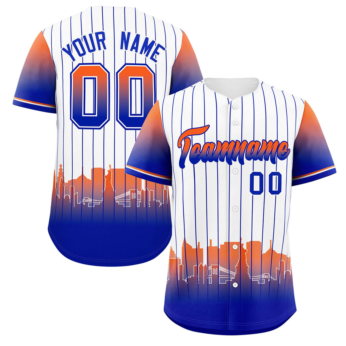 Custom White New York City Silhouette Authentic Baseball Jersey| KXKSHOP