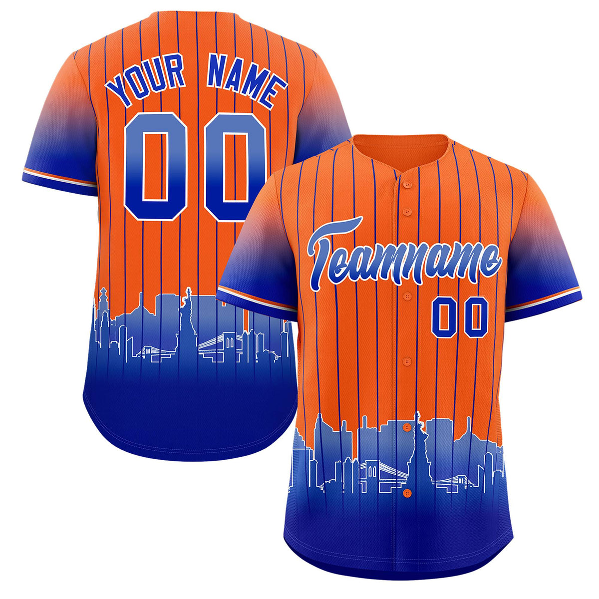 Custom Orange New York City Silhouette Authentic Baseball Jersey| KXKSHOP
