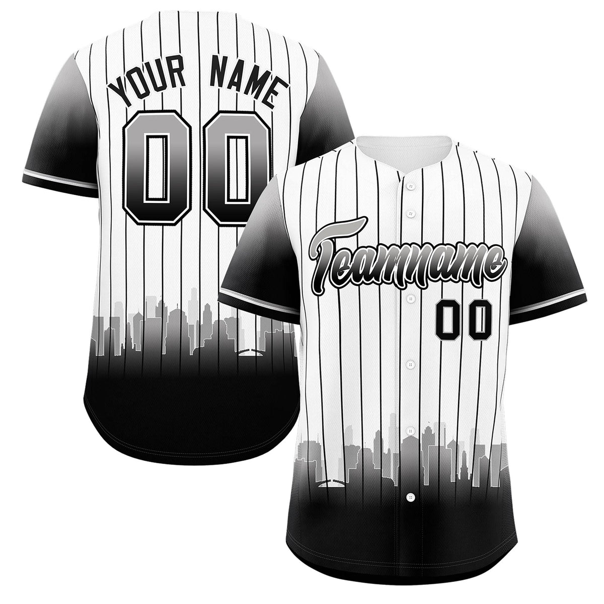 Custom White Chicago City Silhouette Authentic Baseball Jersey| KXKSHOP