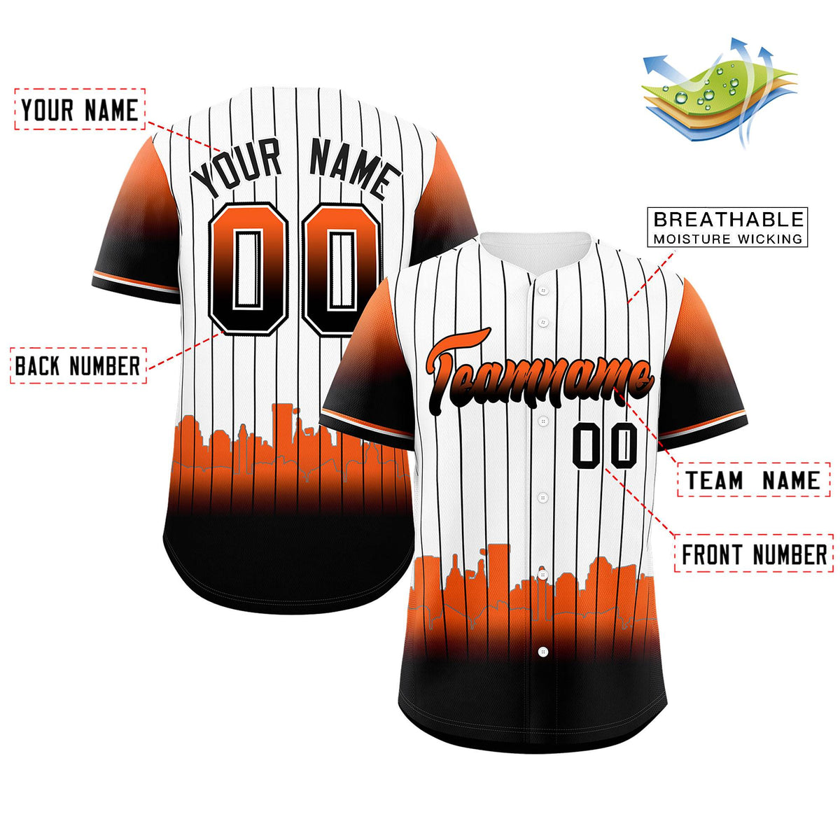 Custom White Baltimore City Silhouette Authentic Baseball Jersey| KXKSHOP