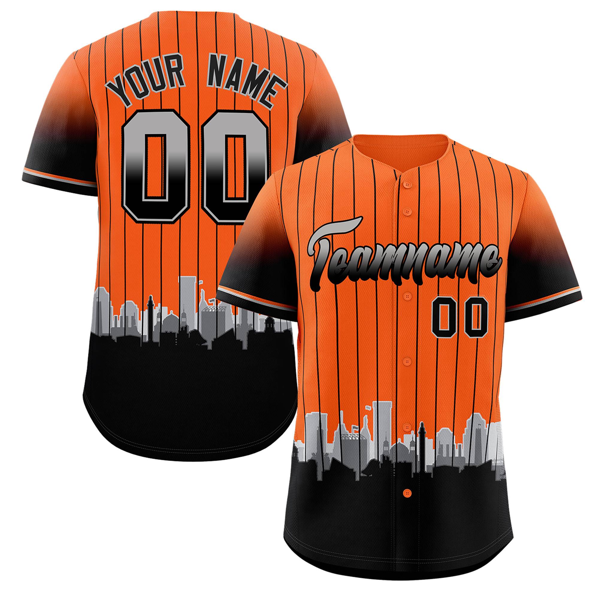 Custom Orange Baltimore City Silhouette Authentic Baseball Jersey| KXKSHOP