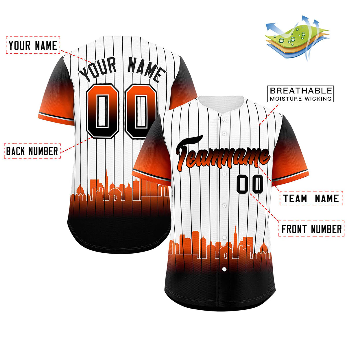 Custom White San-Francisco City Silhouette Authentic Baseball Jersey| KXKSHOP