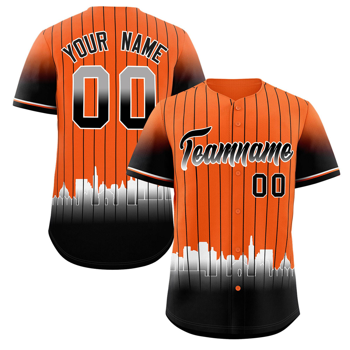 Custom Orange San-Francisco City Silhouette Authentic Baseball Jersey| KXKSHOP