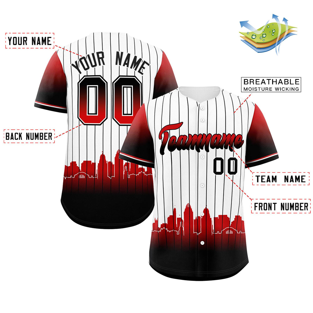 Custom White Cincinnati City Silhouette Authentic Baseball Jersey| KXKSHOP
