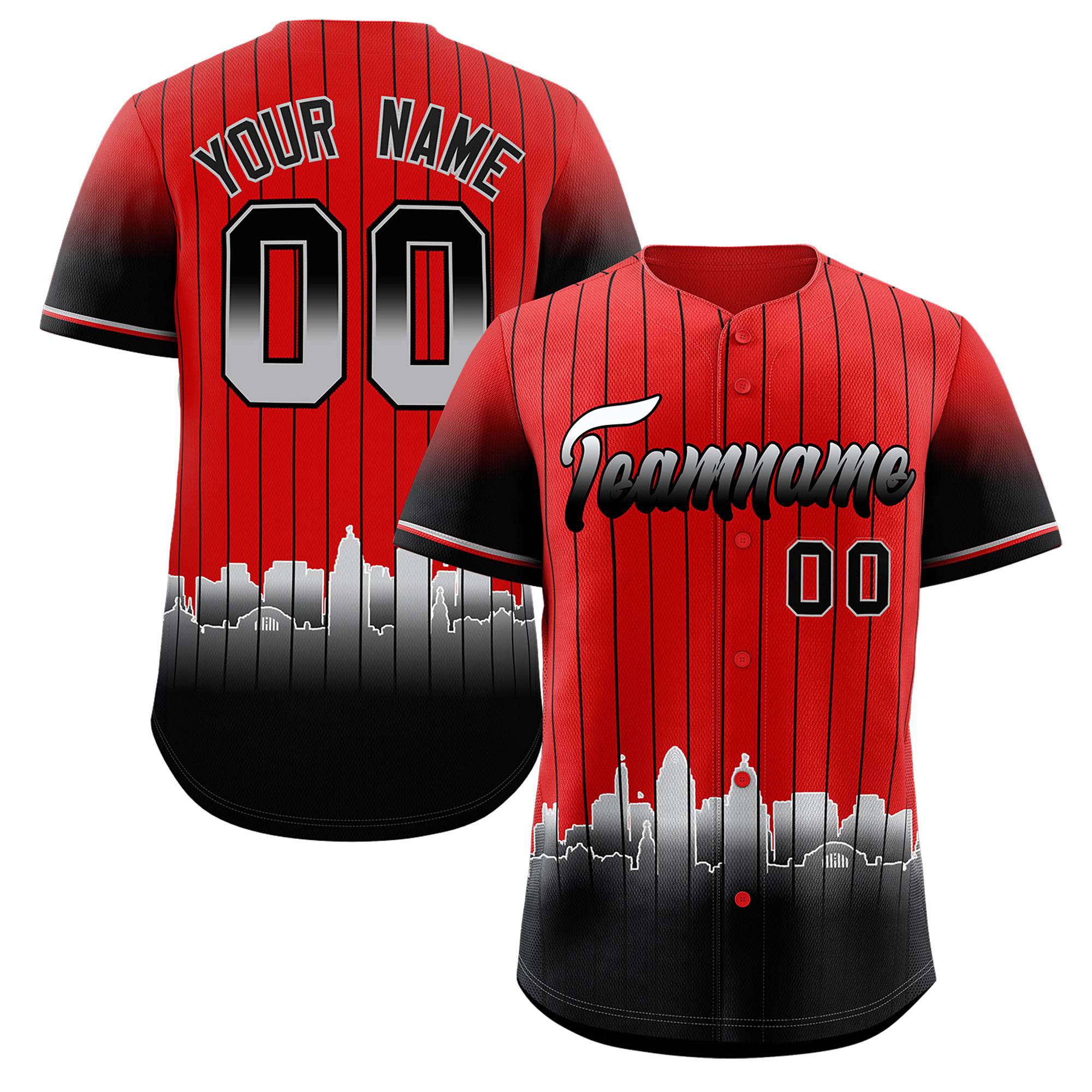 Custom Red Cincinnati City Silhouette Authentic Baseball Jersey| KXKSHOP