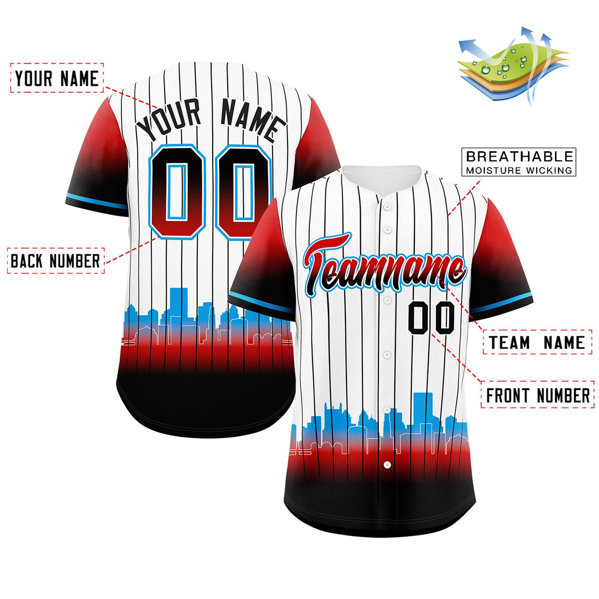 Custom White Miami City Silhouette Authentic Baseball Jersey| KXKSHOP
