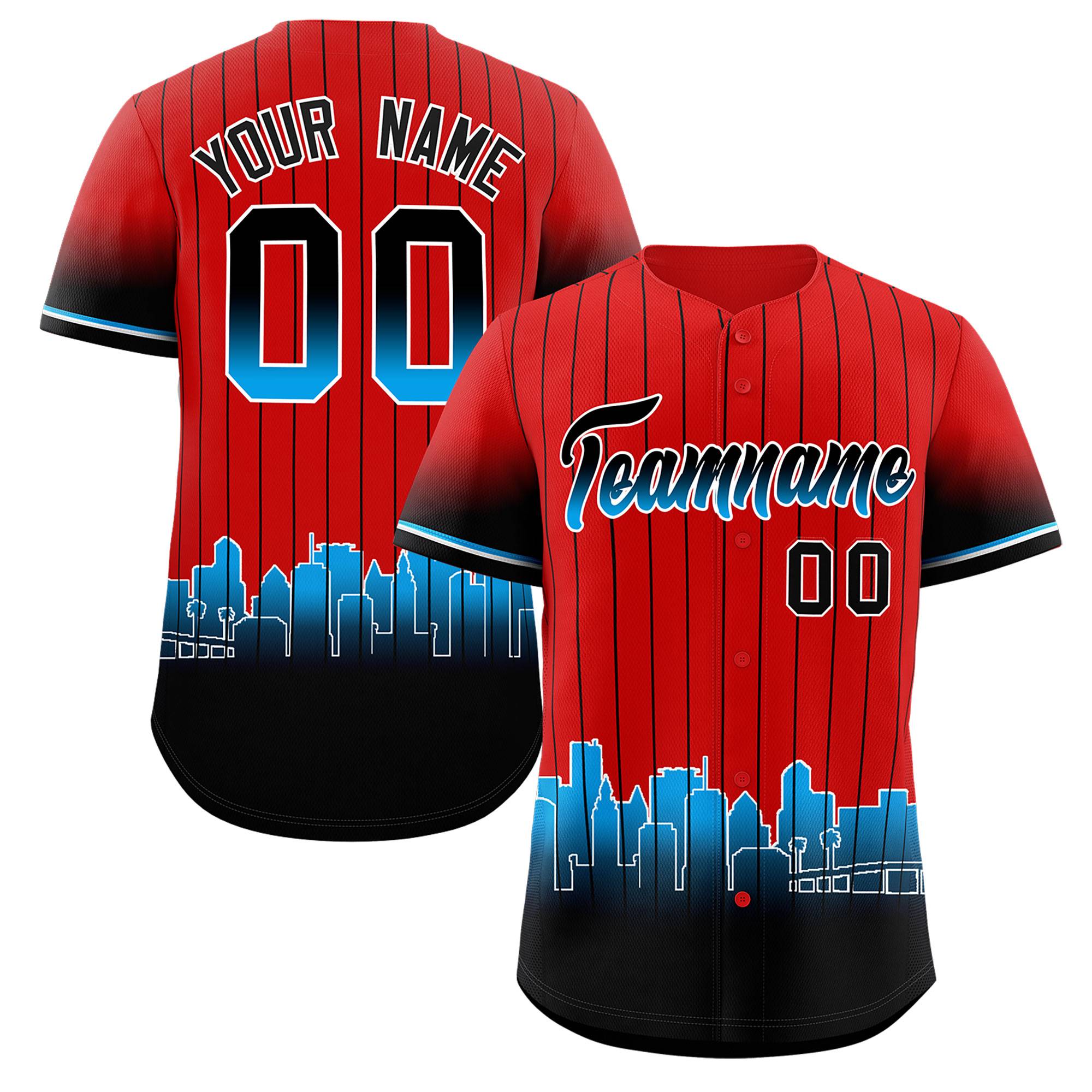 Custom Red Miami City Silhouette Authentic Baseball Jersey| KXKSHOP