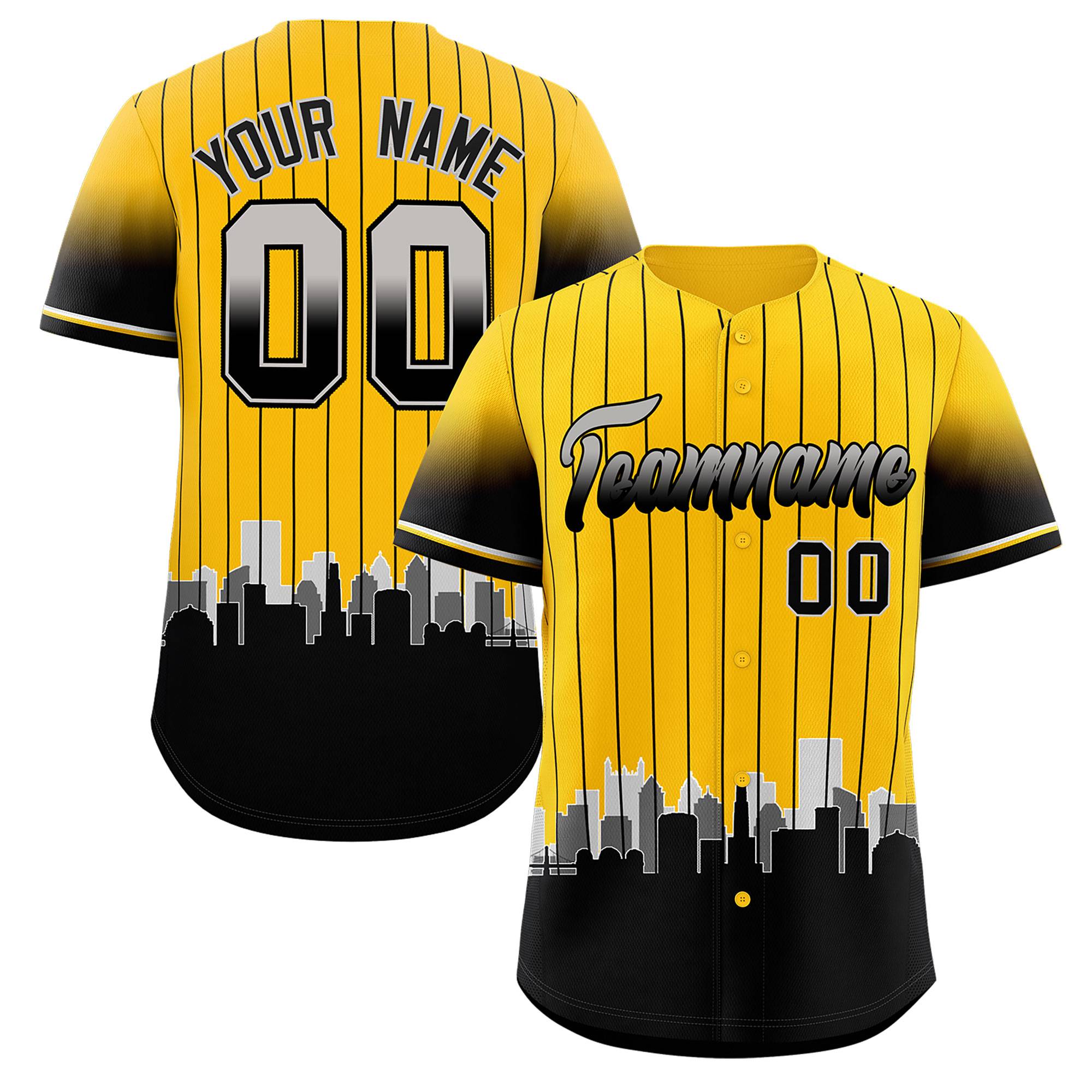 Custom Yellow Pittsburgh City Silhouette Authentic Baseball Jersey| KXKSHOP