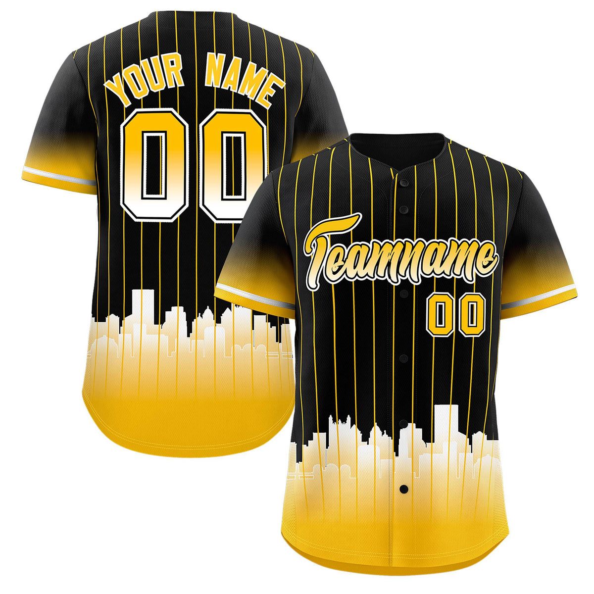 Custom Black Pittsburgh City Silhouette Authentic Baseball Jersey| KXKSHOP