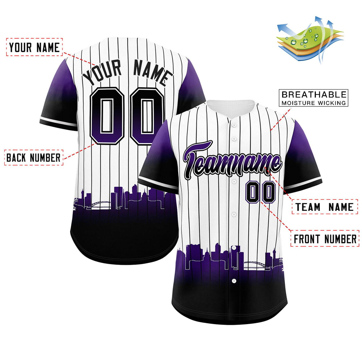 Custom White Denver City Silhouette Authentic Baseball Jersey| KXKSHOP