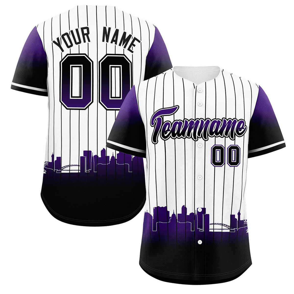 Custom White Denver City Silhouette Authentic Baseball Jersey| KXKSHOP