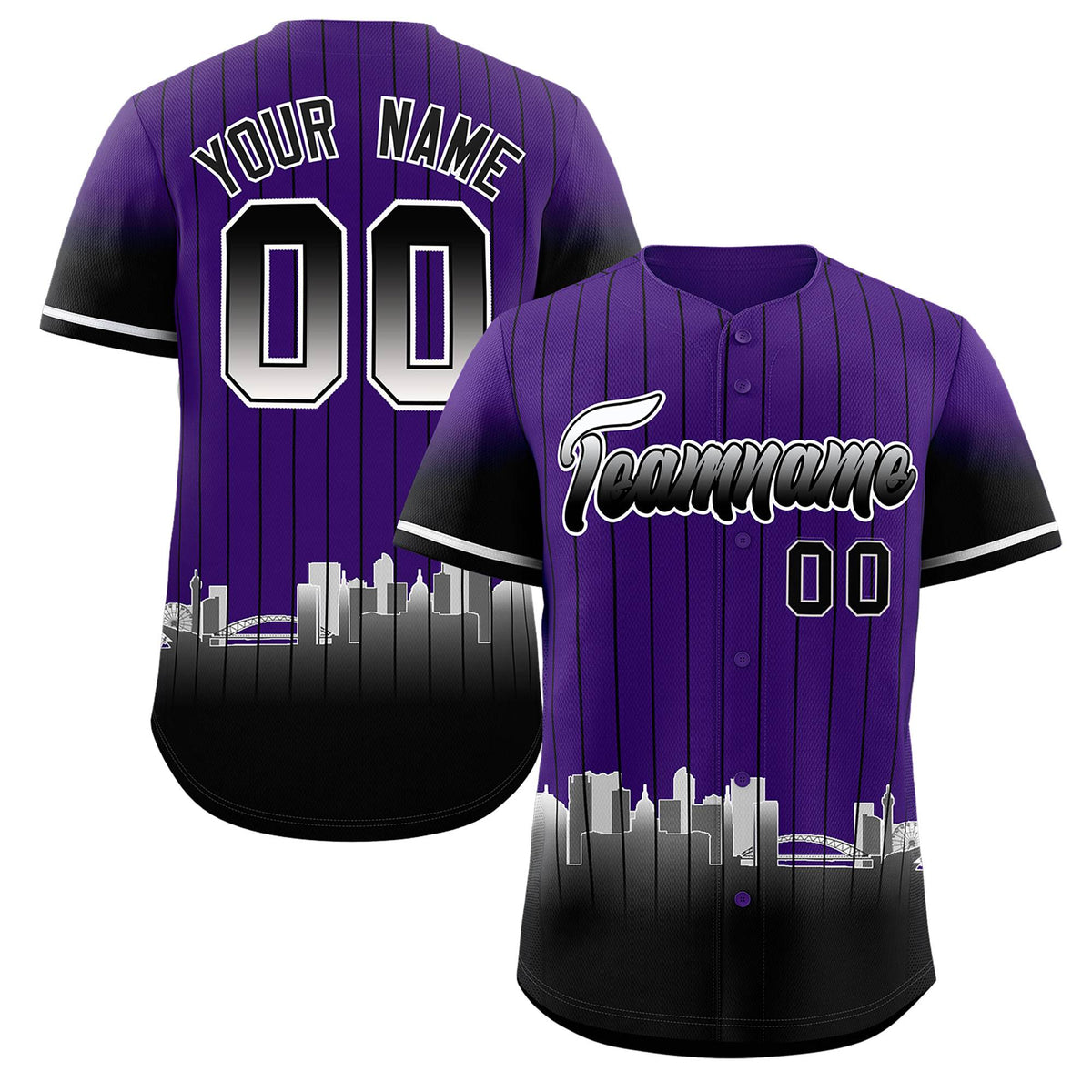 Custom Purple Denver City Silhouette Authentic Baseball Jersey| KXKSHOP