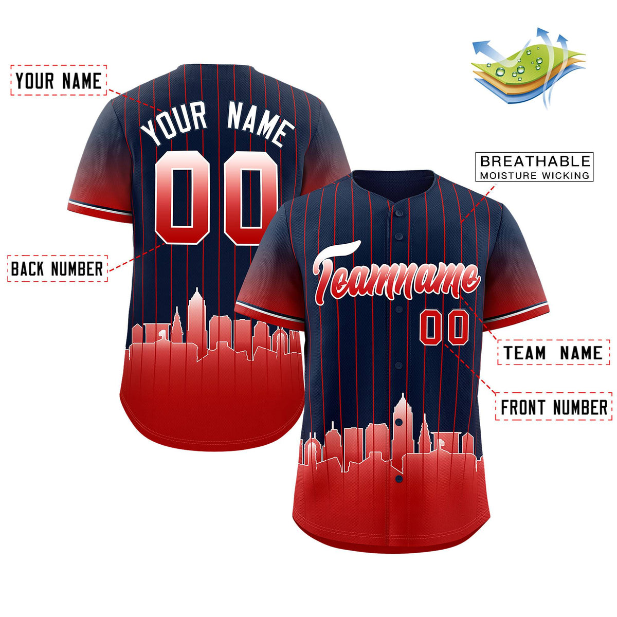 Custom Navy Cleveland City Silhouette Authentic Baseball Jersey| KXKSHOP
