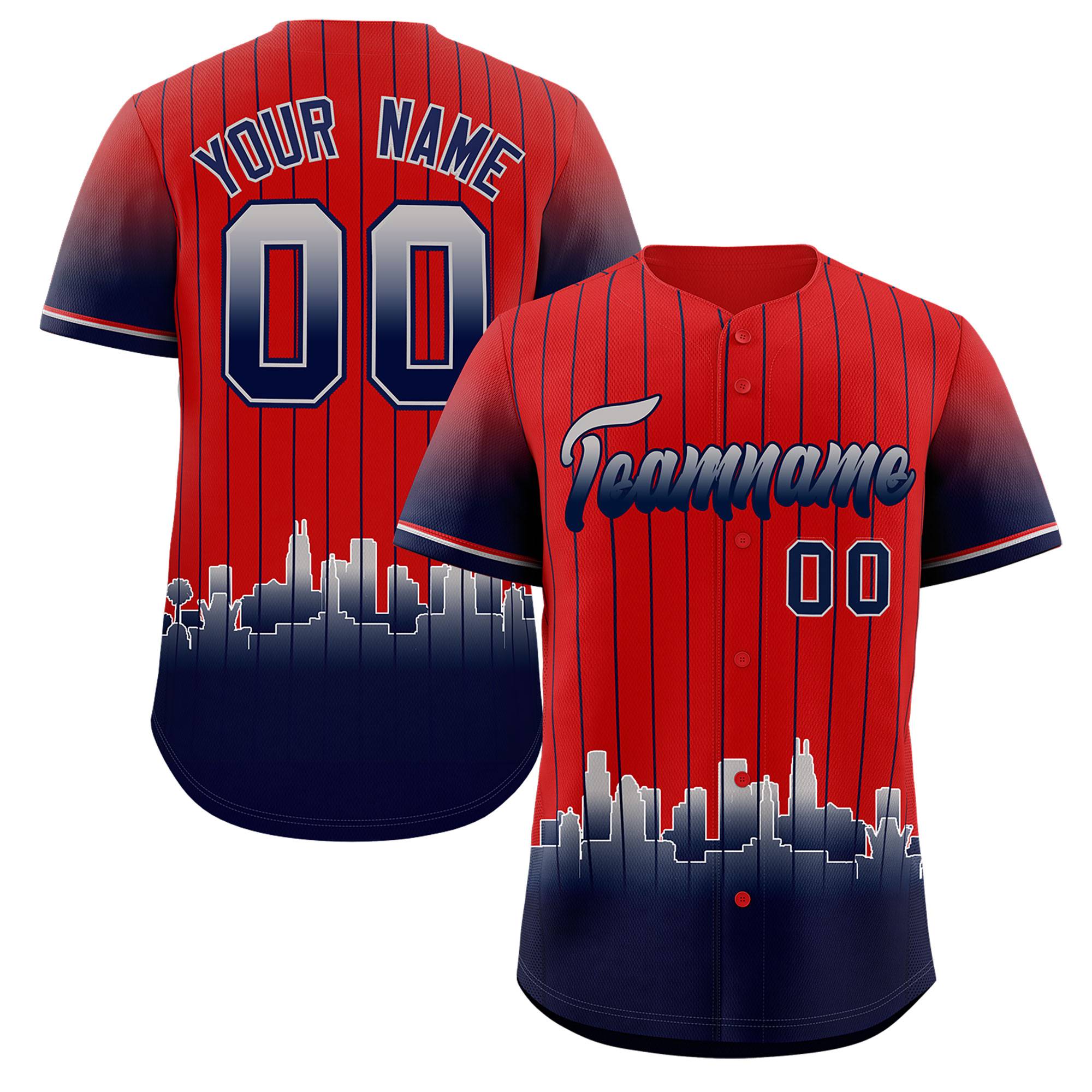 Custom Red Los Angeles City Silhouette Authentic Baseball Jersey| KXKSHOP