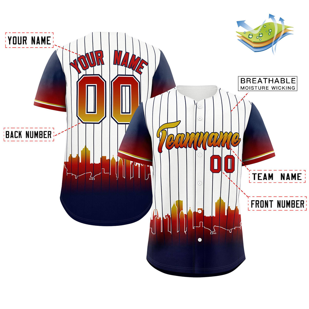 Custom White Atlanta City Silhouette Authentic Baseball Jersey| KXKSHOP