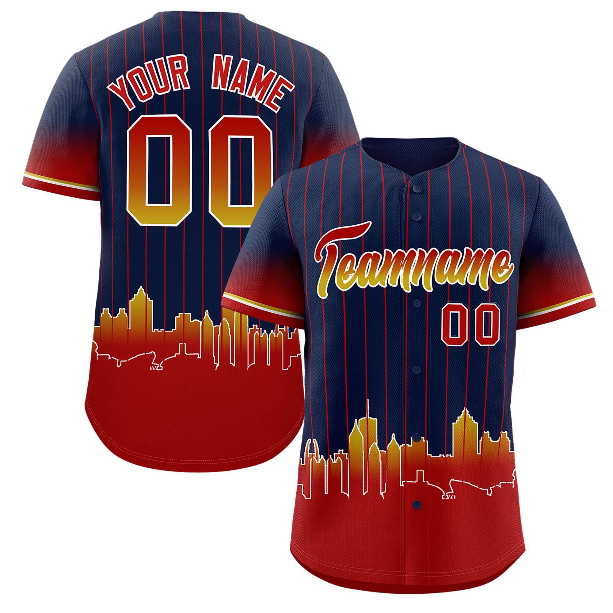 Custom Navy Atlanta City Silhouette Authentic Baseball Jersey| KXKSHOP