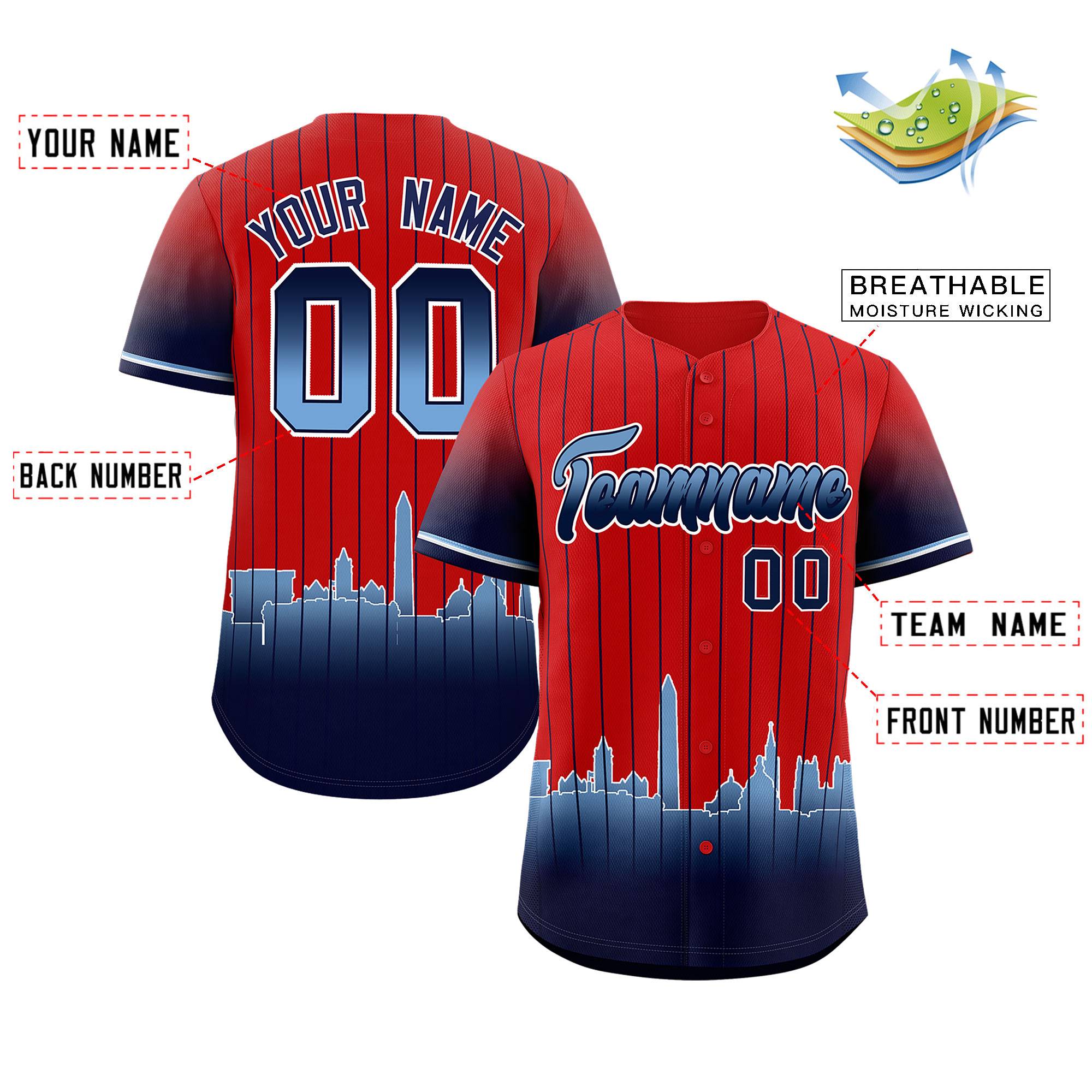 Custom Red Washington City Silhouette Authentic Baseball Jersey| KXKSHOP