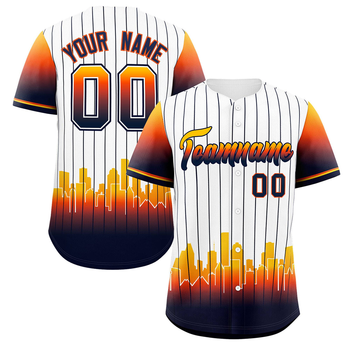 Custom White Houston City Silhouette Authentic Baseball Jersey| KXKSHOP