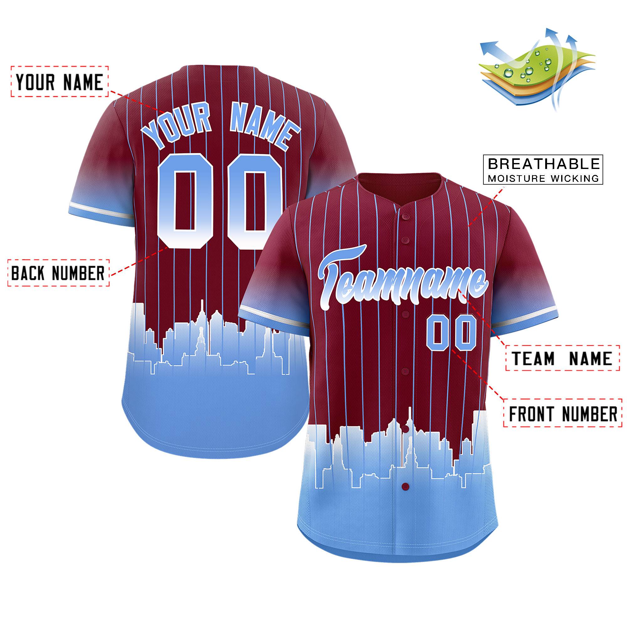 Custom Crimson Philadelphia City Silhouette Authentic Baseball Jersey| KXKSHOP