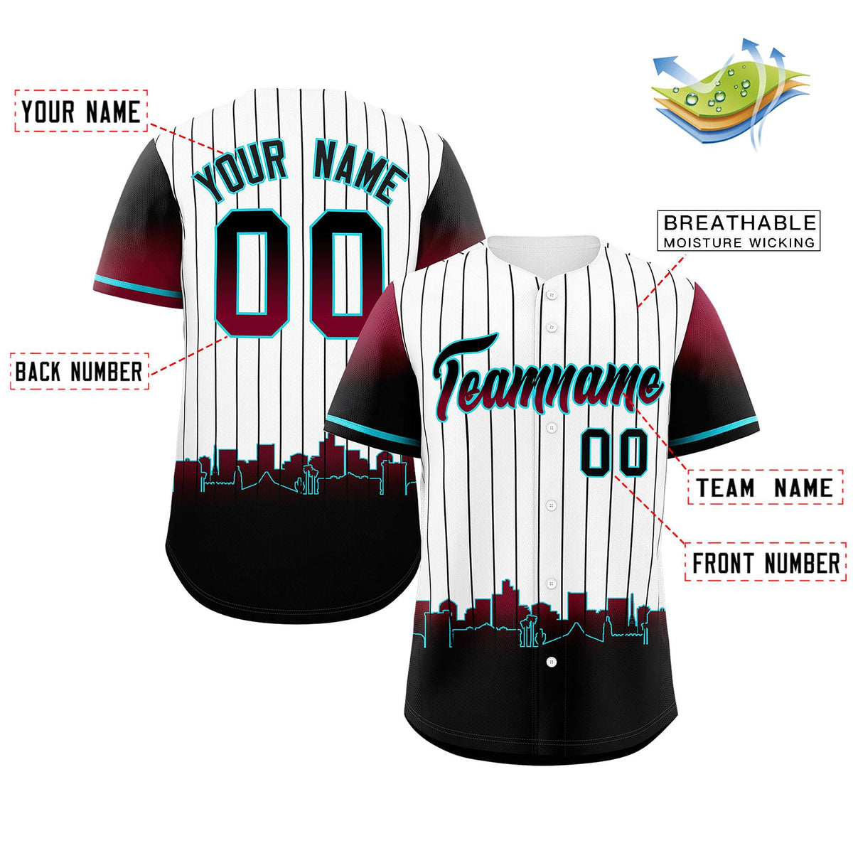 Custom White Phoenix City Silhouette Authentic Baseball Jersey| KXKSHOP