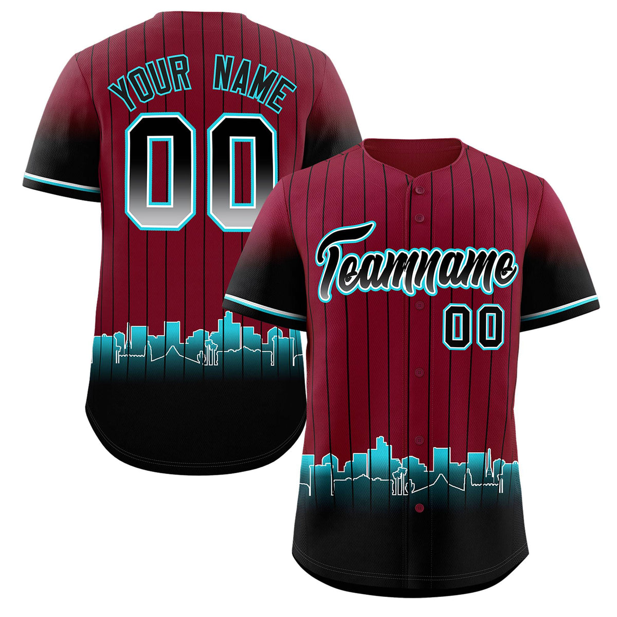 Custom Crimson Phoenix City Silhouette Authentic Baseball Jersey| KXKSHOP
