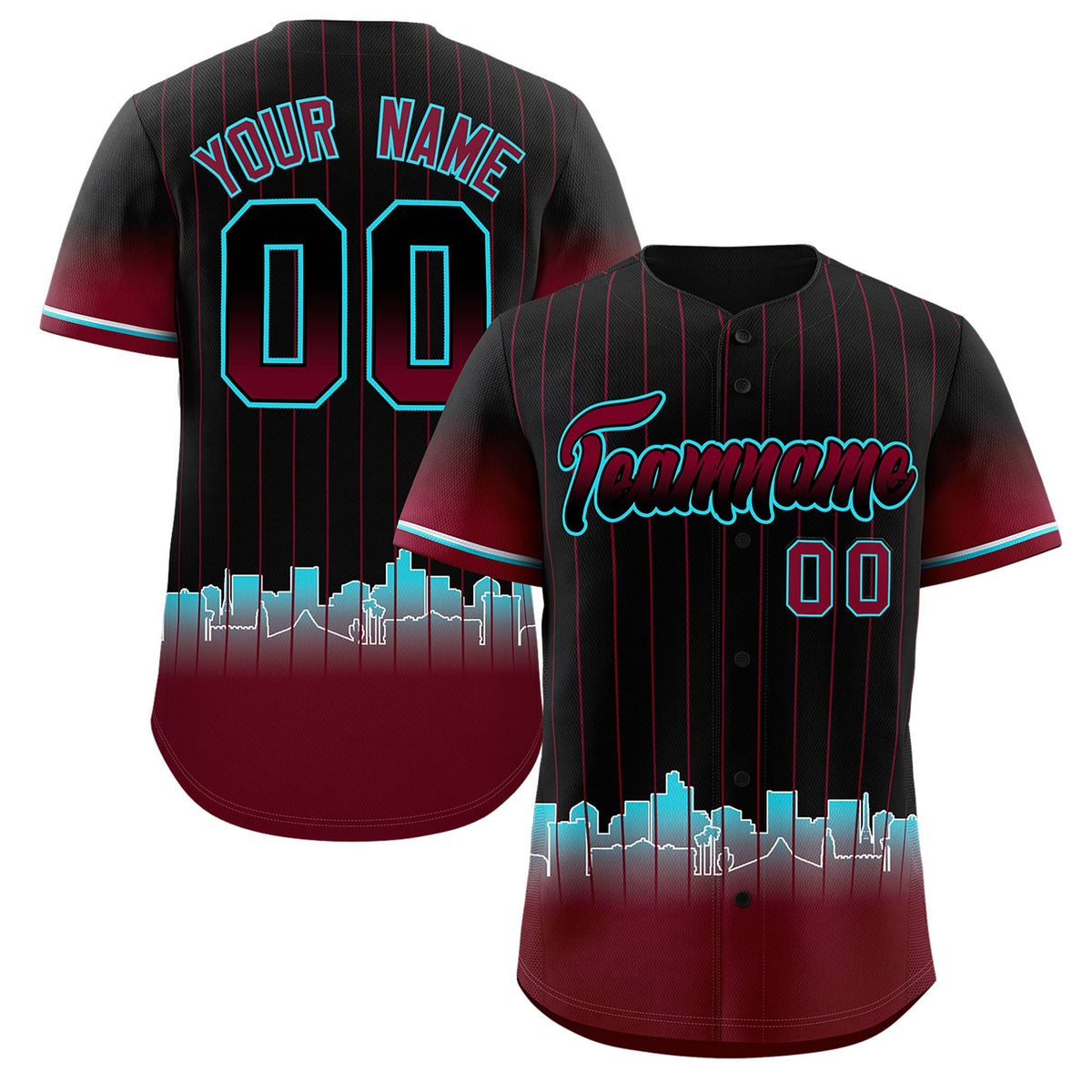 Custom Black Phoenix City Silhouette Authentic Baseball Jersey| KXKSHOP