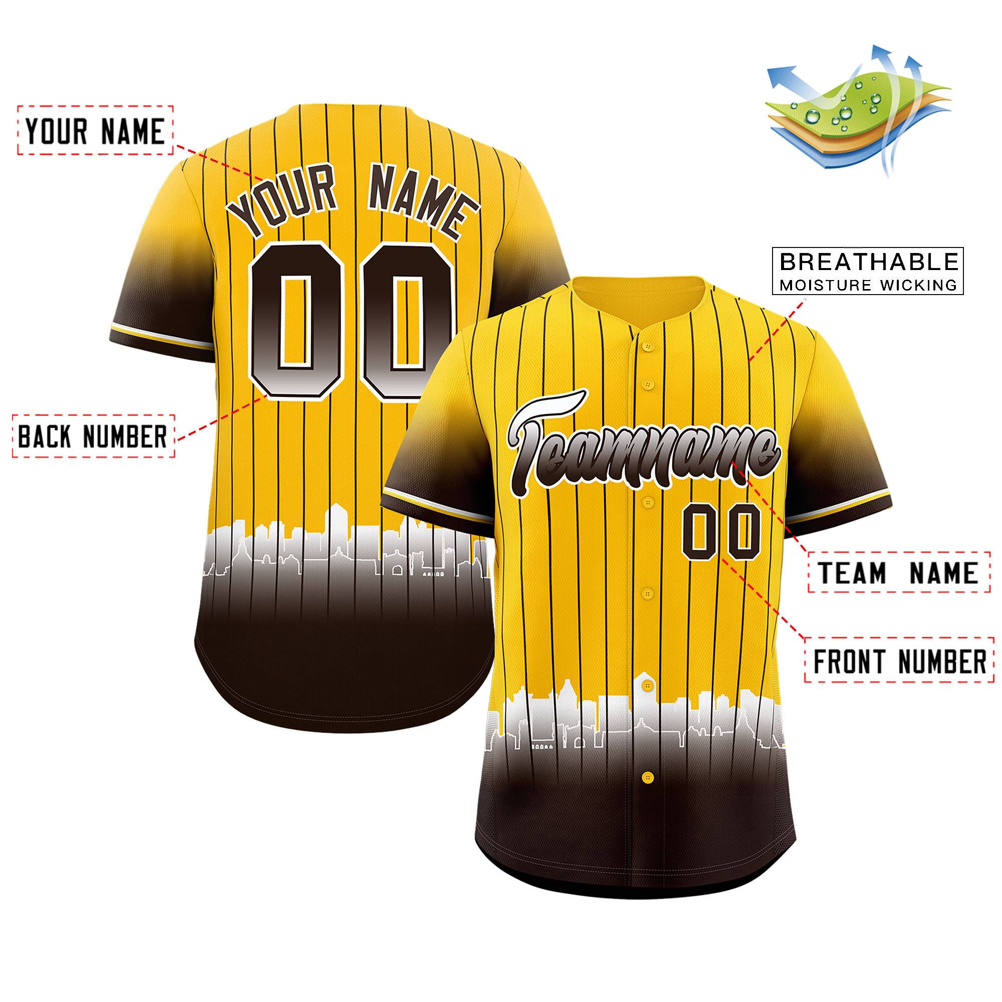 Custom Yellow San Diego City Silhouette Authentic Baseball Jersey| KXKSHOP