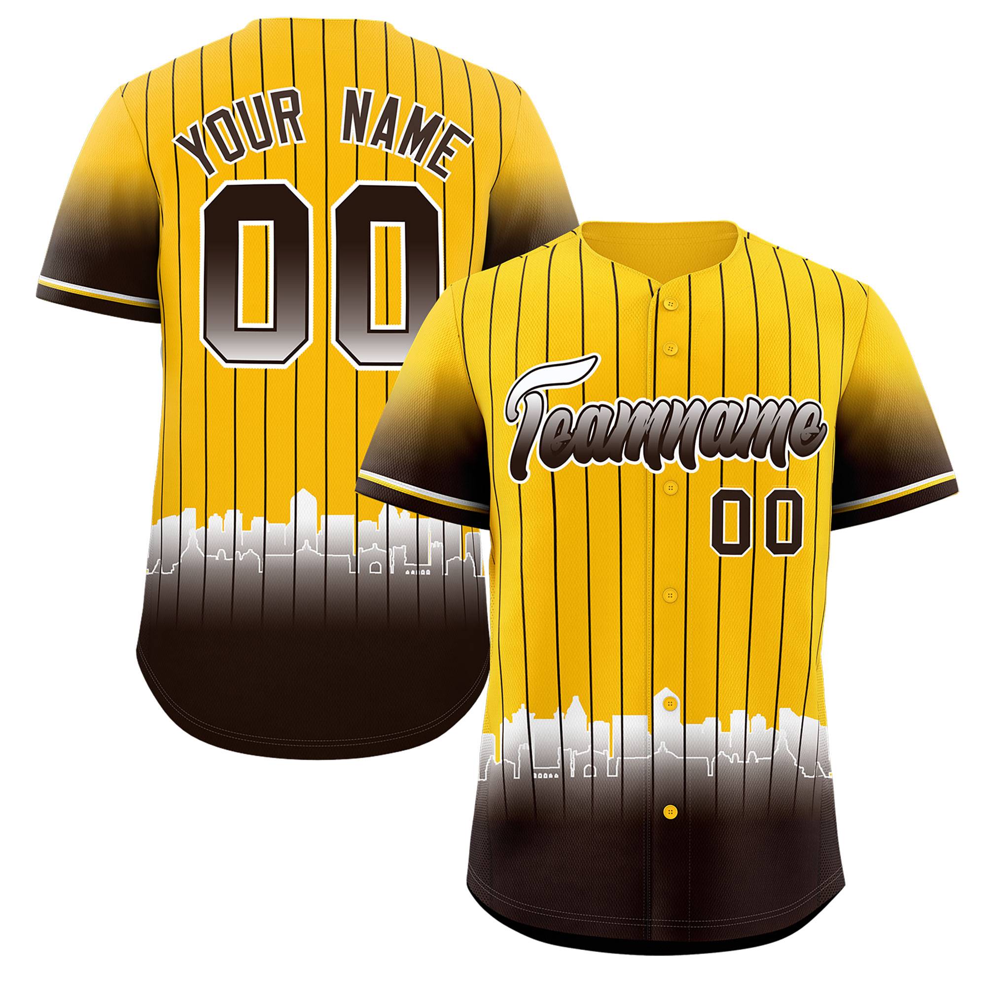 Custom Yellow San Diego City Silhouette Authentic Baseball Jersey| KXKSHOP