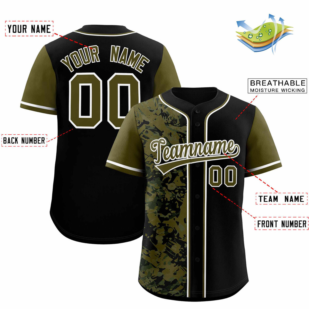 Custom Black Olive Split Personalized Graffiti Raglan Sleeve Authentic Baseball Jersey
