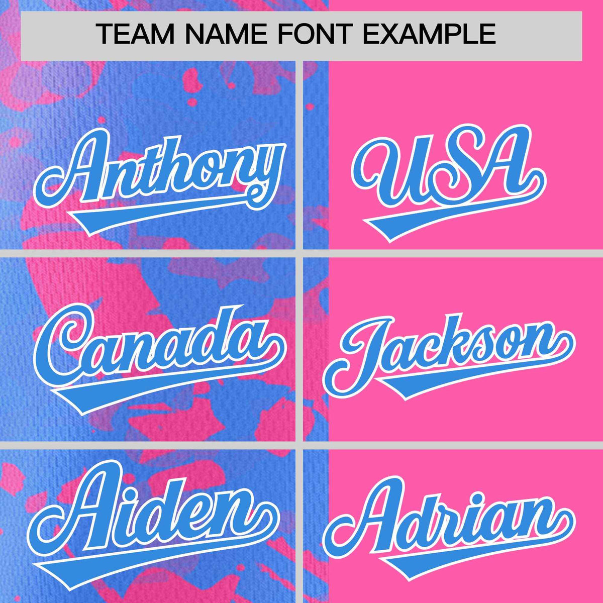 Custom Pink Powder Blue Split Personalized Graffiti Raglan Sleeve Authentic Baseball Jersey