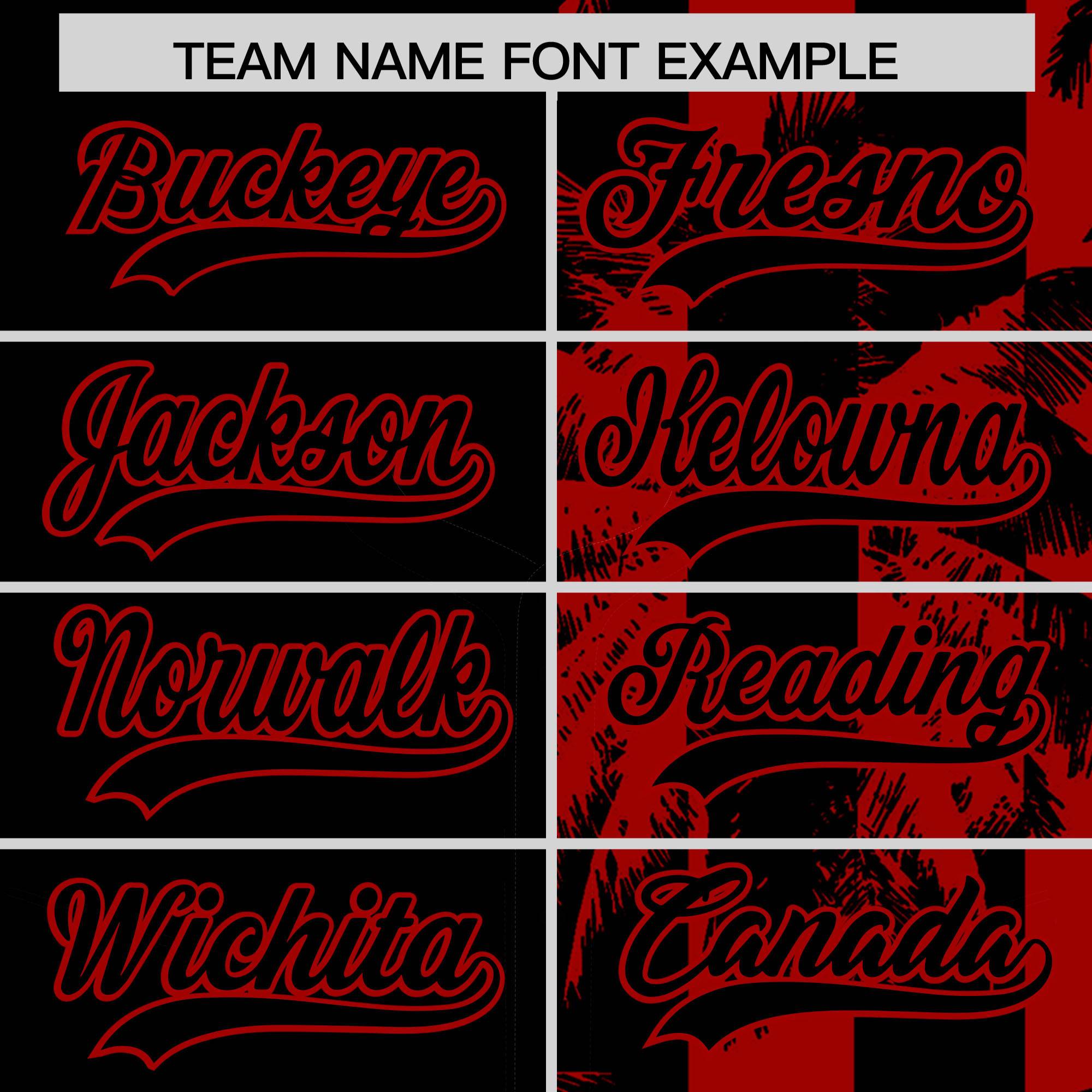 Custom Black Red Split Fashion Coconut Tree Design Authentic Baseball Jersey| KXKSHOP