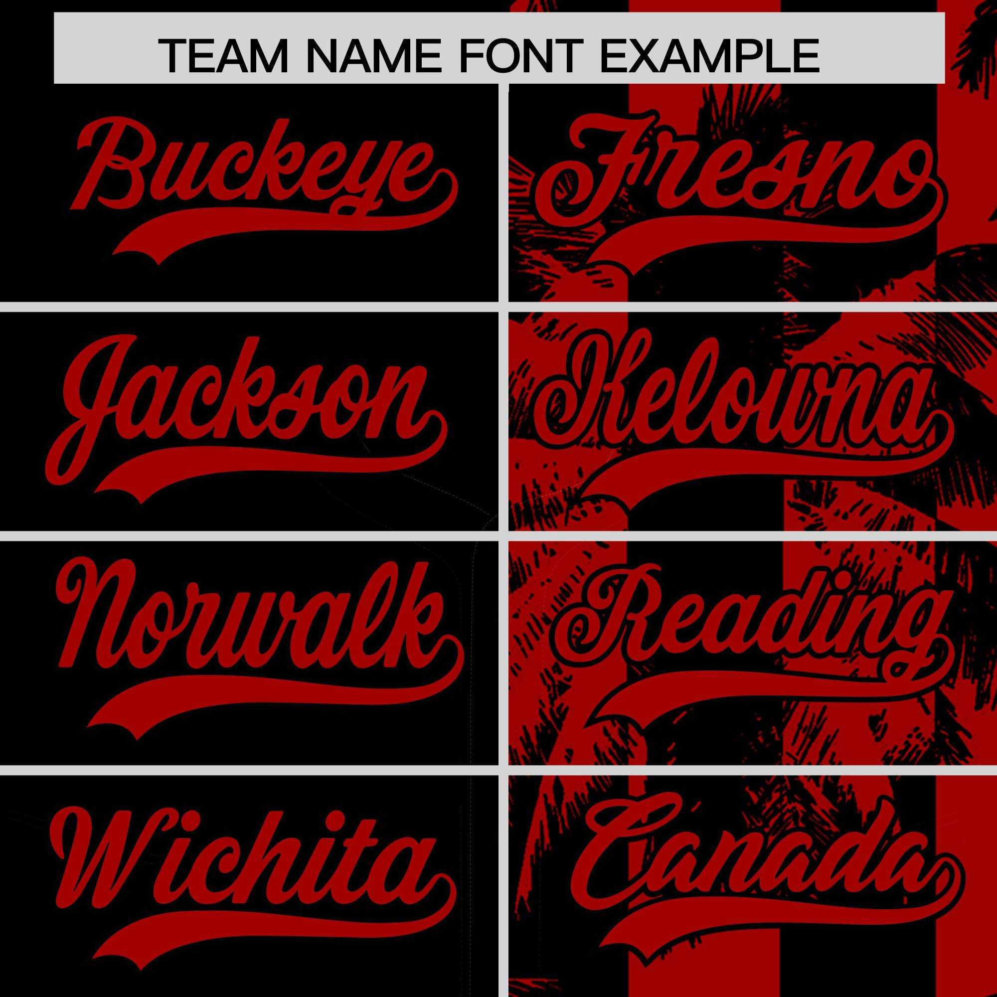 Custom Black Red Split Fashion Coconut Tree Design Authentic Baseball Jersey| KXKSHOP