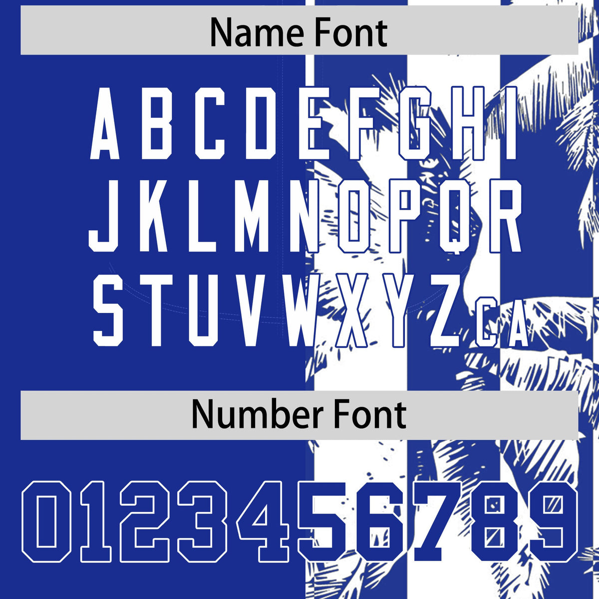 Custom Royal White Split Fashion Coconut Tree Design Authentic Baseball Jersey| KXKSHOP