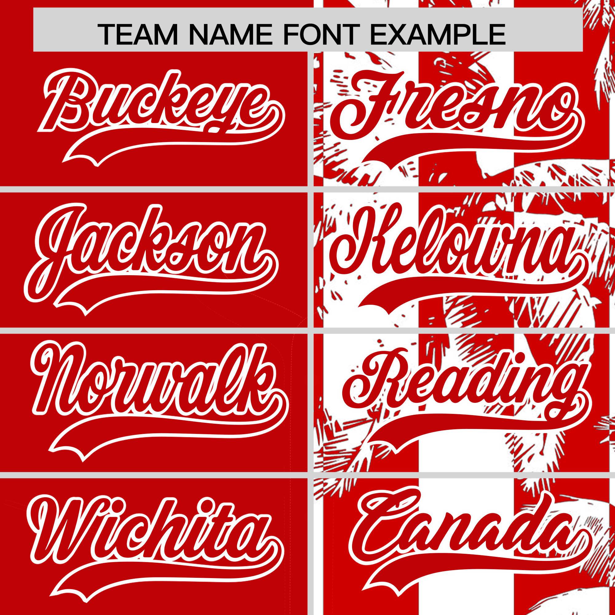 Custom Red White Split Fashion Coconut Tree Design Authentic Baseball Jersey| KXKSHOP