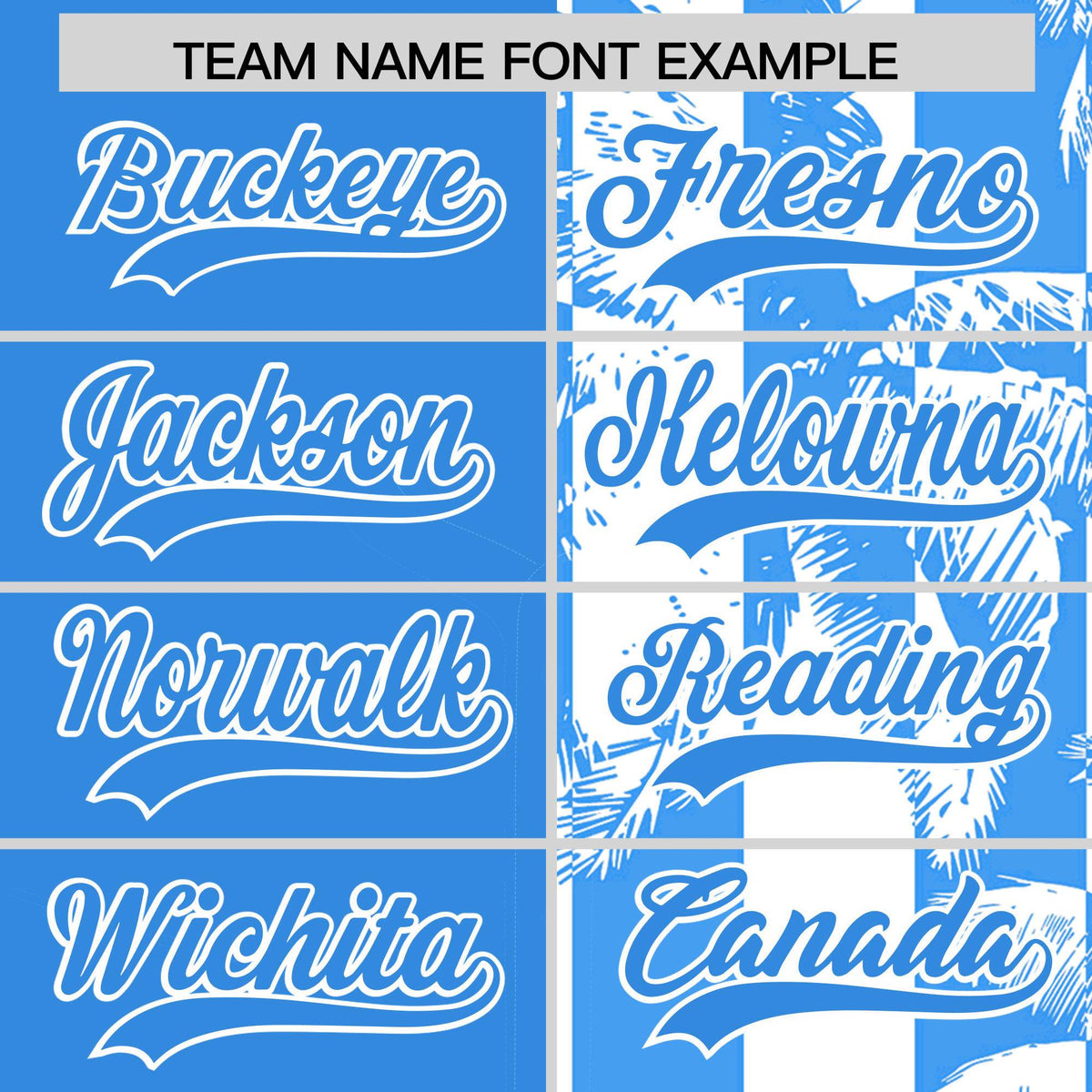 Custom Powder Blue White Split Fashion Coconut Tree Design Authentic Baseball Jersey| KXKSHOP