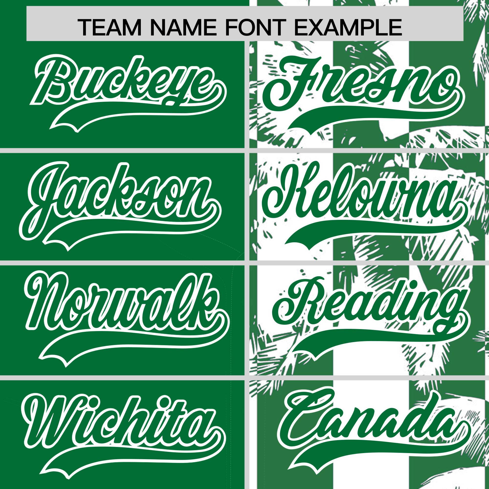 Custom Kelly Green White Split Fashion Coconut Tree Design Authentic Baseball Jersey| KXKSHOP