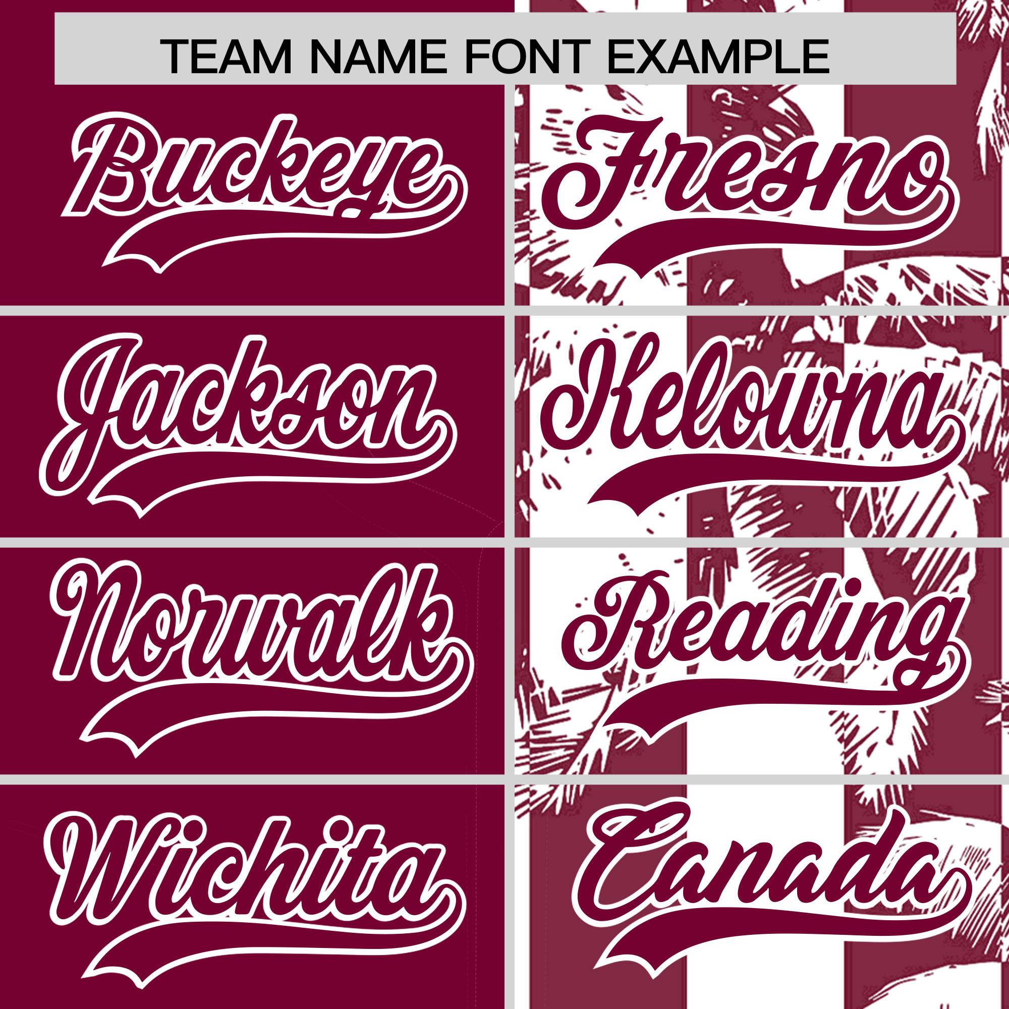 Custom Crimson White Split Fashion Coconut Tree Design Authentic Baseball Jersey| KXKSHOP