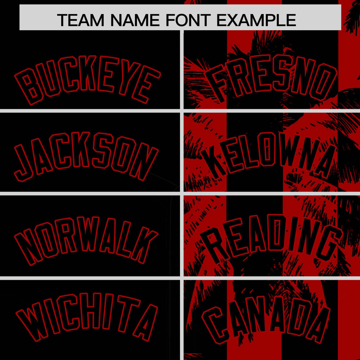 Custom Black Red Split Fashion Coconut Tree Design Authentic Baseball Jersey| KXKSHOP