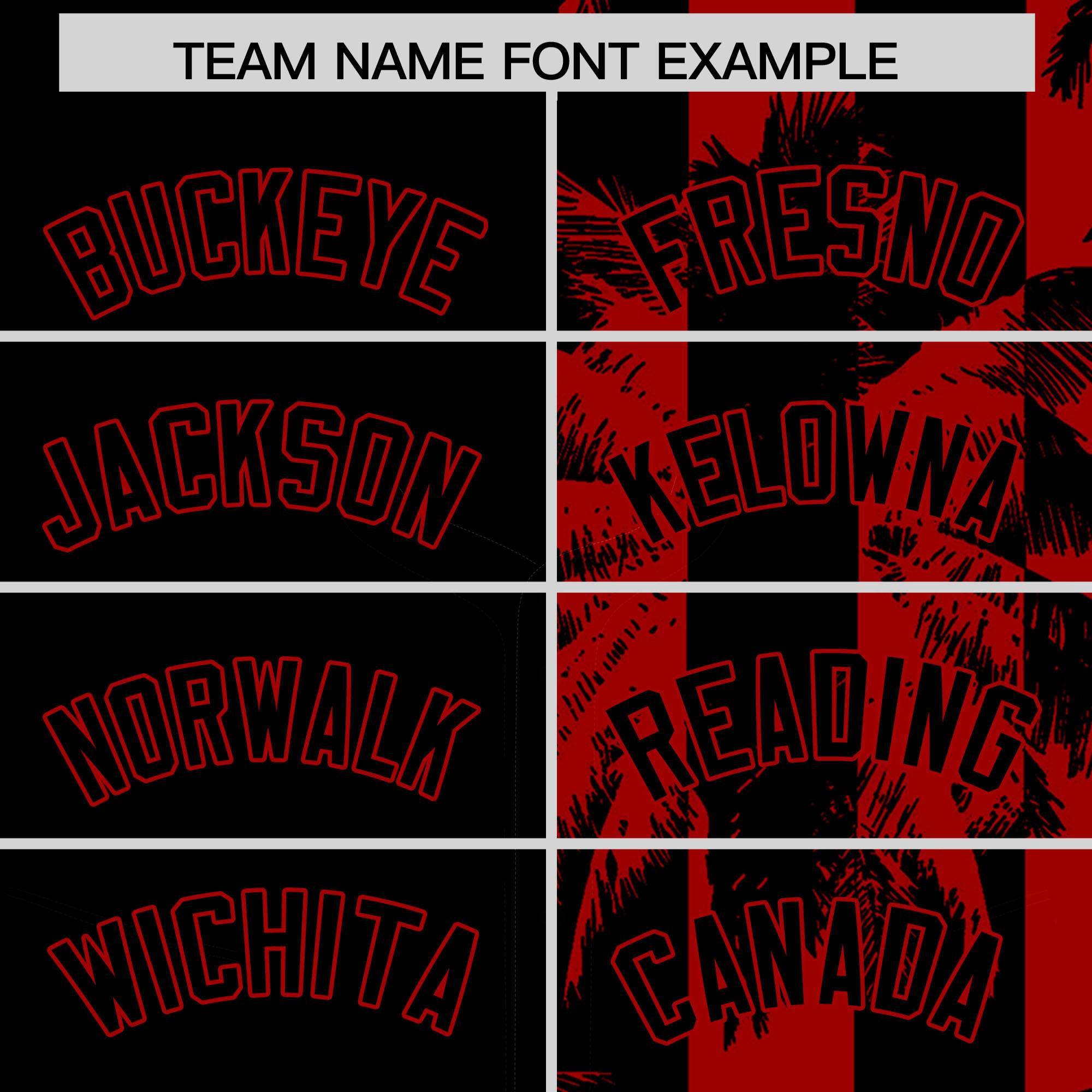 Custom Black Red Split Fashion Coconut Tree Design Authentic Baseball Jersey| KXKSHOP