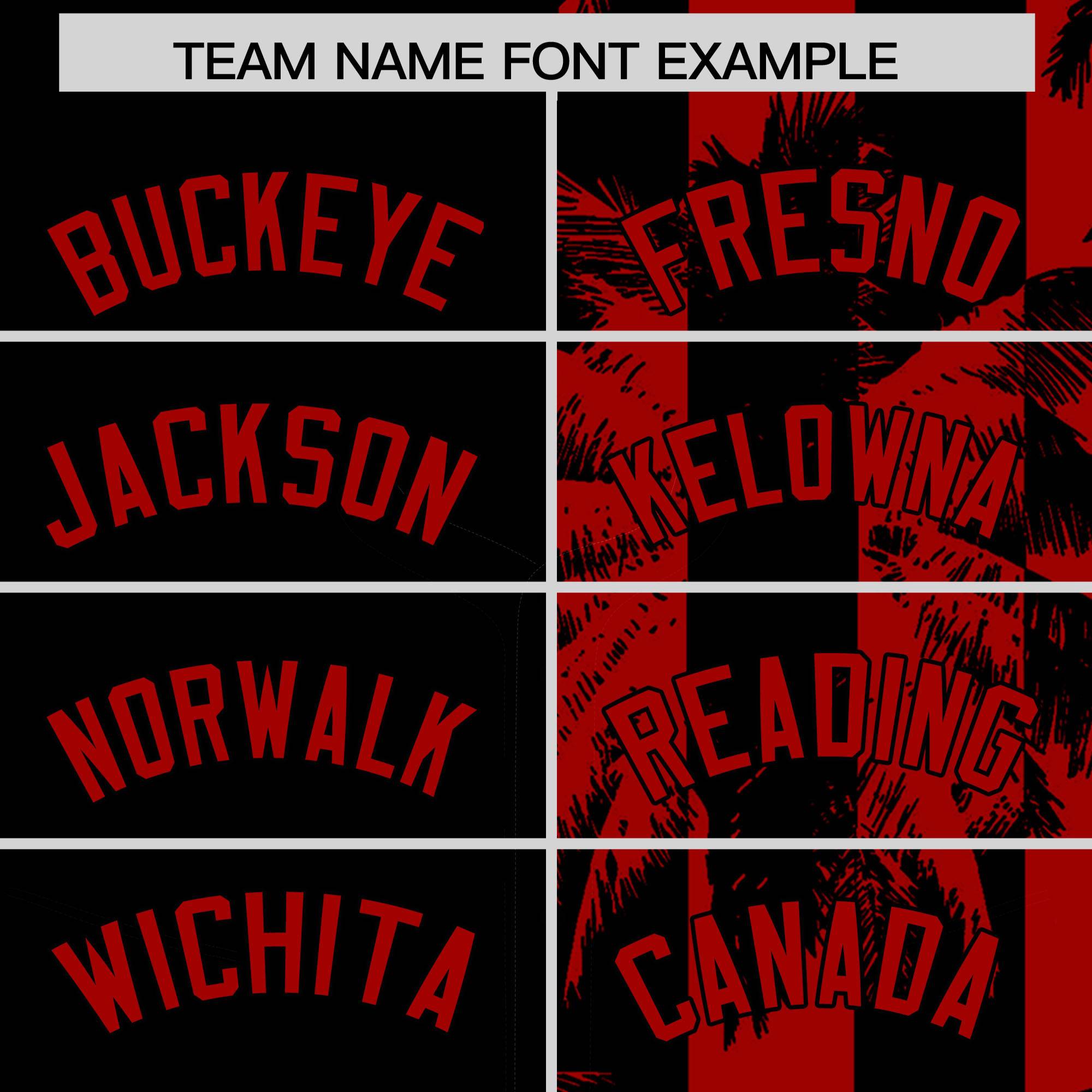 Custom Black Red Split Fashion Coconut Tree Design Authentic Baseball Jersey| KXKSHOP