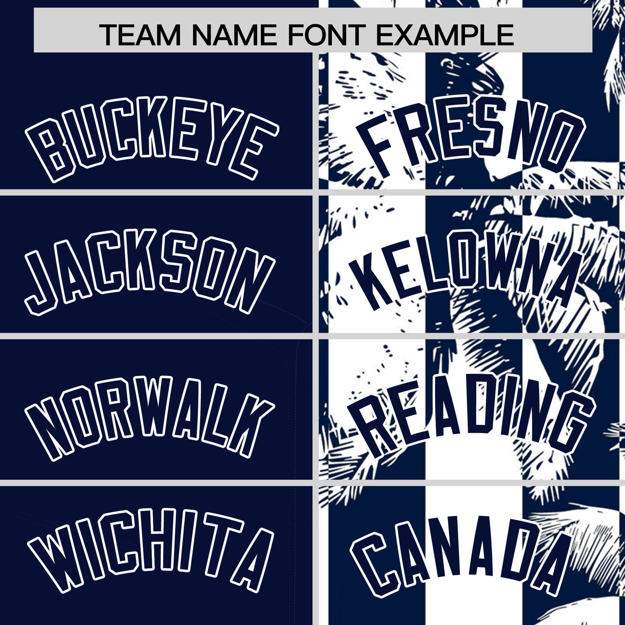 Custom Navy White Split Fashion Coconut Tree Design Authentic Baseball Jersey| KXKSHOP