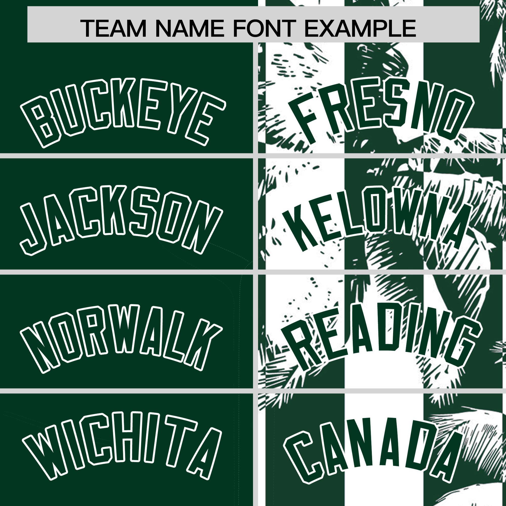 Custom Green White Split Fashion Coconut Tree Design Authentic Baseball Jersey| KXKSHOP