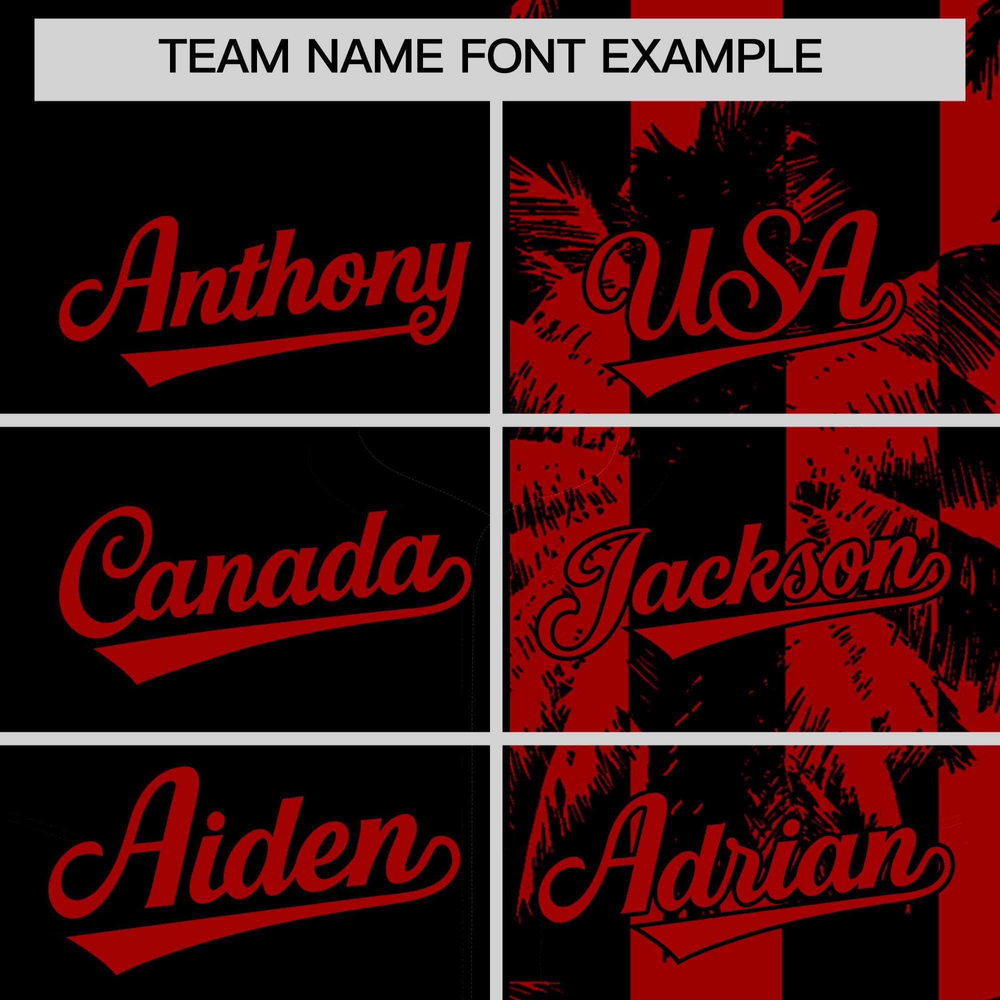 Custom Black Red Split Fashion Coconut Tree Design Authentic Baseball Jersey| KXKSHOP