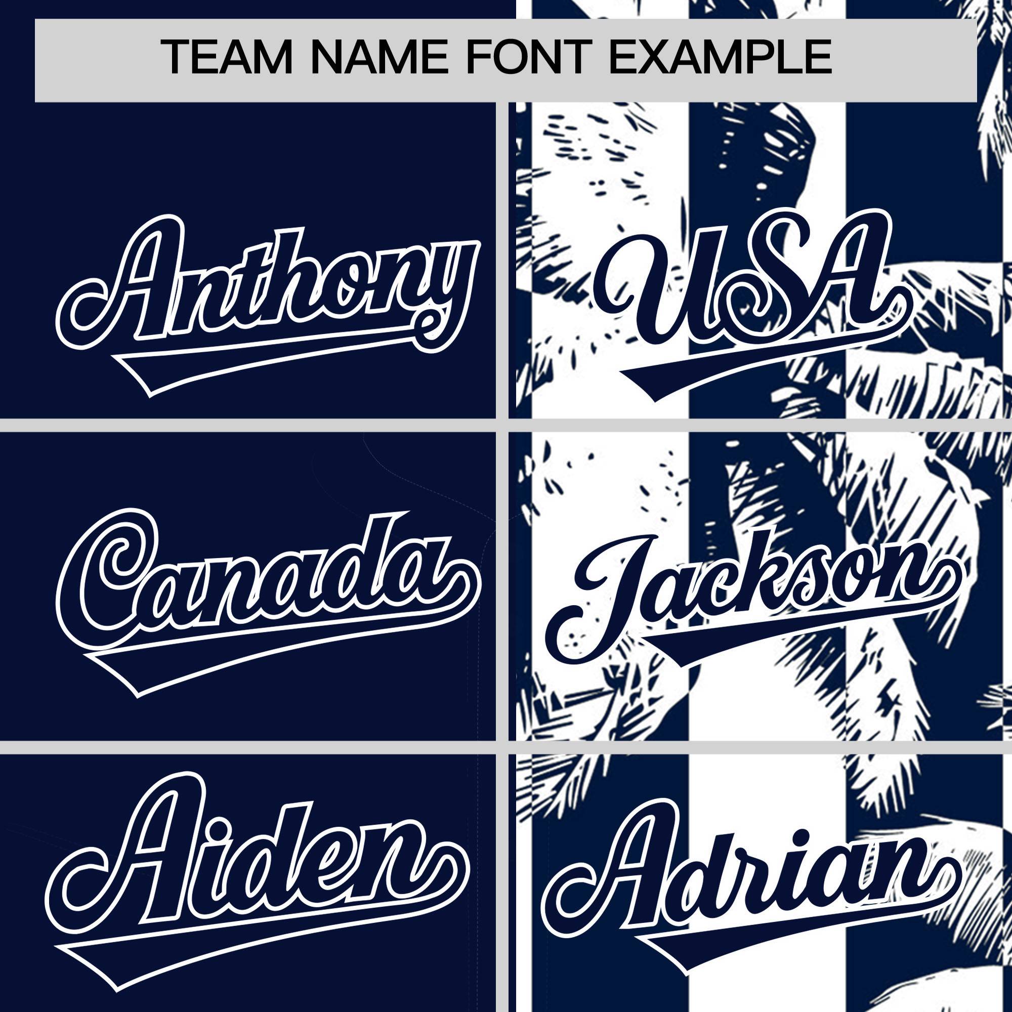 Custom Navy White Split Fashion Coconut Tree Design Authentic Baseball Jersey| KXKSHOP