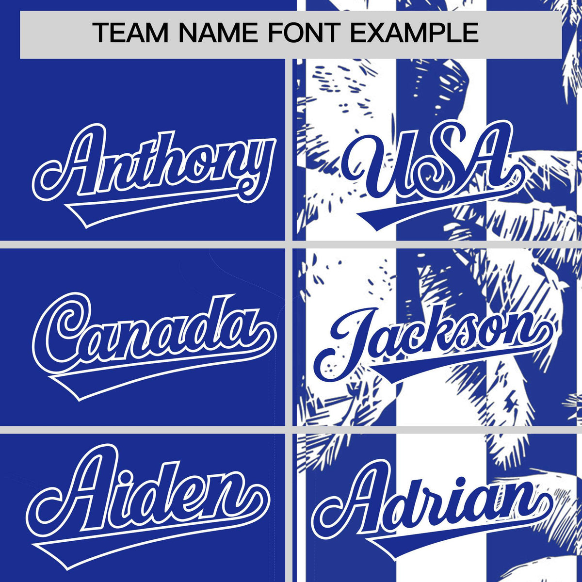 Custom Royal White Split Fashion Coconut Tree Design Authentic Baseball Jersey| KXKSHOP