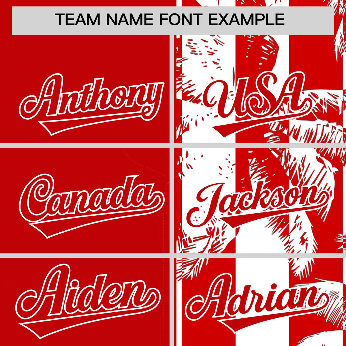 Custom Red White Split Fashion Coconut Tree Design Authentic Baseball Jersey| KXKSHOP