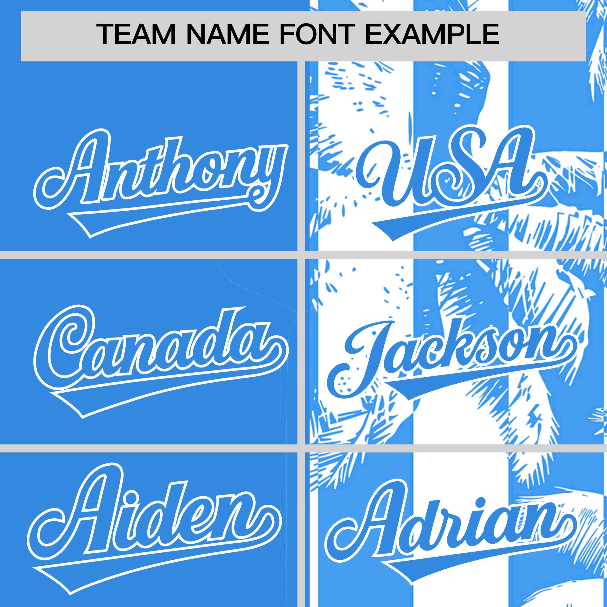 Custom Powder Blue White Split Fashion Coconut Tree Design Authentic Baseball Jersey| KXKSHOP