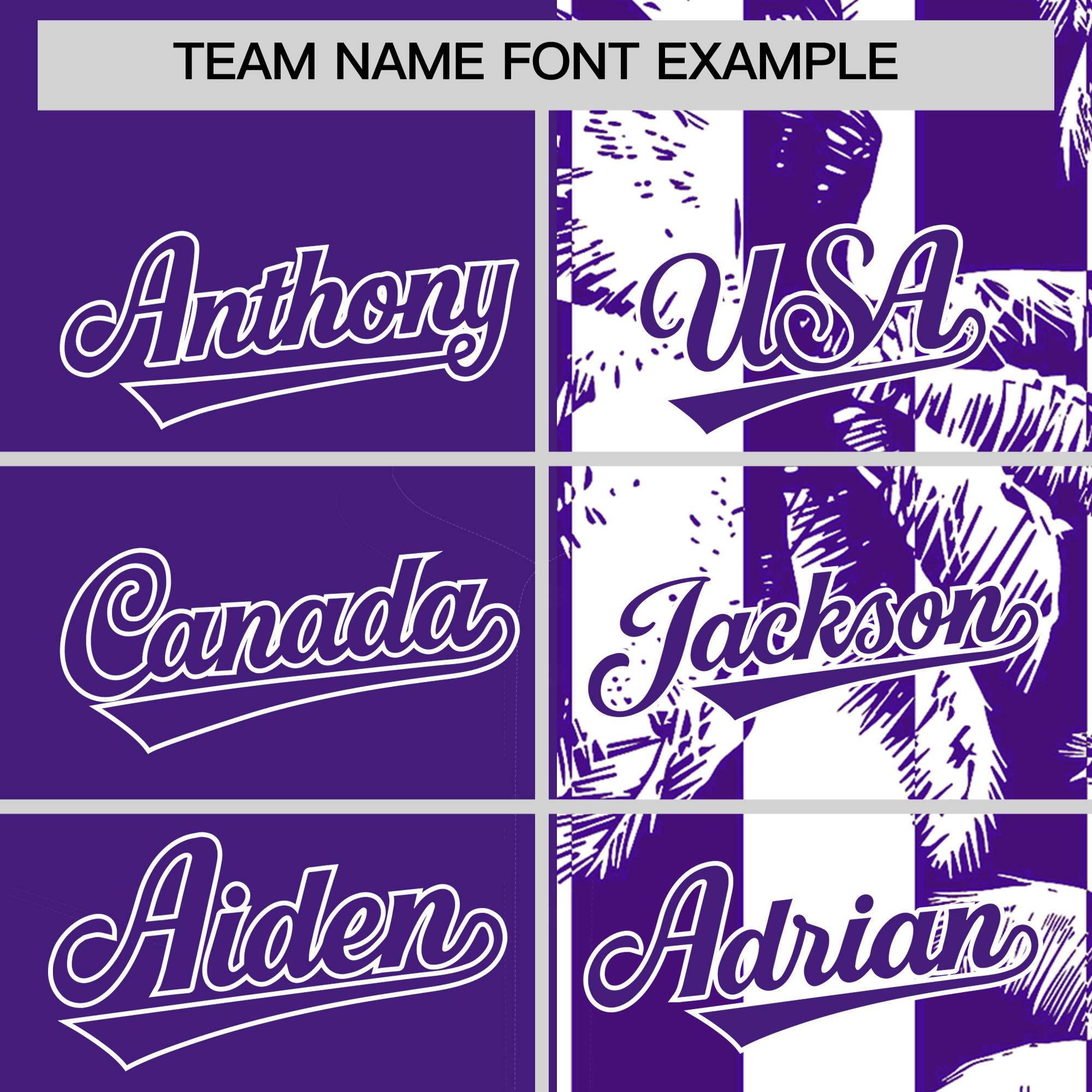 Custom Purple White Split Fashion Coconut Tree Design Authentic Baseball Jersey| KXKSHOP