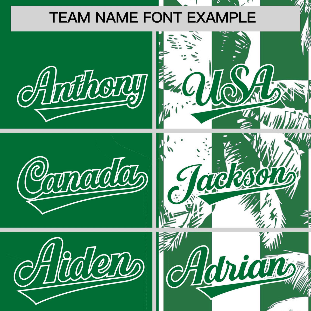 Custom Kelly Green White Split Fashion Coconut Tree Design Authentic Baseball Jersey| KXKSHOP