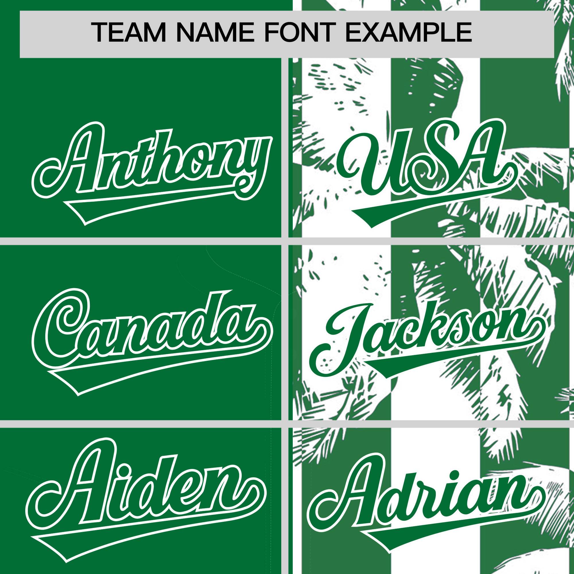 Custom Kelly Green White Split Fashion Coconut Tree Design Authentic Baseball Jersey| KXKSHOP